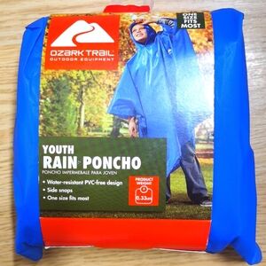 Ozark Trail Youth Rain Poncho One Size Blue